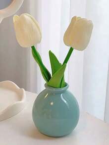 1/2/5pcs Cream Ceramic Small Flower Vases, Minimalist Decor For Tabletop, Entryway, Living Room, High-End Dried Flower/Artificial Flower Arrangement - Multicolor - View 11