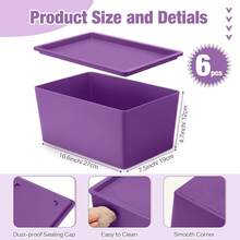 6 Pcs Storage Bins With Lids Small Plastic Storage Containers Stackable Storing Baskets Box Cute Organizer Bins For Organizing Shelves (Purple Series) - PurpleSeries - View 3