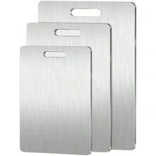 Stainless Steel Cutting Board, Silver Color Kitchen Chopping Board, Double-Sided, Suitable For Raw Meat, Poultry, Fish, Odor-Proof, Stain-Resistant, Rust-Proof, Minimalist Design To Replace Traditional Meat Cutting Board, Applicable For Meat, Vegetables, Fruits, Essential For Modern Kitchen, Easy To Clean With Water.The Kitchen Cutting Tool Set Can Also Be Used As A Pizza Tray, Cheese Board, Serving Platter, Bread & Cookie Board. - Multicolor - View 12