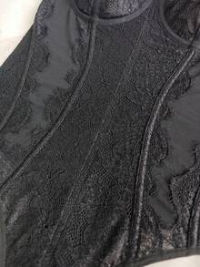 Bestselling Sexy Lace Bodysuit, Spaghetti Strap Waist-Cinching Slimming, Essential For Dates And Parties - Black - View 5