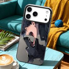 Precio al por mayor de entrega local de la fábrica de origen para la funda de teléfono de TPU negra transparente y colorida con diseño de anime de niño y perro negro, estilo INS, agarre cómodo para iPhone 17/17Air/17Pro/16/16E/16Pro/16Plus/16Pm/15/Plus/Pro/Prom - Plateado - Ver 2
