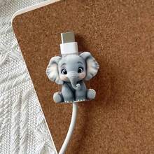 可爱小象咬痕保护套，适用于苹果Lightning数据线和Type-C数据线，防止数据线断裂和刮擦