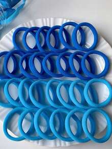 50pcs Basic High Elastic Hair Ties, Suitable For Girls Ponytail, Solid Color Thick Rubber Bands, Cute Girl Hair Ties, Suitable For Buns, High Elasticity, Non-Hair Tie, Thick High Elastic Rubber Bands, Women Hair Ties, High Ponytail Hair Accessories, Women Hair Ties - Multifunctional Hair Ties And Ponytail Hair Accessories, Fashionable, Easy To Use, Simple And Elegant Design. Head Accessories ,Hair Elastics ,Scrunchies ,Hair Rope - Blue - View 3