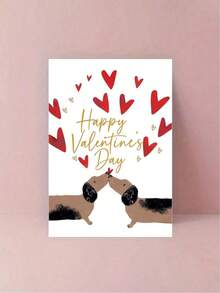 1 Thiệp chúc mừng Ngày Valentine hình cặp đôi chó Dachshund dễ thương, thiệp tình yêu ngọt ngào với hình ảnh cún con hôn nhau, thích hợp cho các cặp đôi, người yêu và những người yêu chó. - Nhiều màu - Xem 5