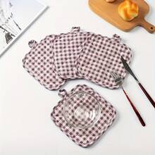 2pcs/4pcs/5pcs Kitchen Pot Holder High Heat Resistant Insulation Double-Sided Stitching Thickened Pot Holder Table Set Suitable Restaurant Kitchen, Washable Three-Leg Cooking And Baking - 2件卡其色 - 查看 1