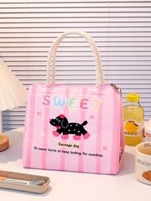 1pc Portable Insulated Lunch Bag, Waterproof Thermal Lunch Box, Bento Bag, Dinner Warmer Bag, Thickened Cute Lunch Fruit Bag, Essential For Women Travel, Waterproof Thermal Lunch Bag, Lunch Box, Lunch Tote, Insulated Bag, Large Capacity, Essential For Men Travel (Autumn/Winter) - Multicolor - View 5