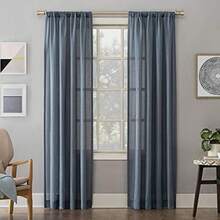 No. 918 N.º Amalfi Panel de Cortina de Bolsillo con Textura de Mezcla de Lino, Marrón Topo, 54" x 95", 1(137.2An x 213.4Al cm (1 Paneles) Azul Denim) - Multicolor - Ver 1