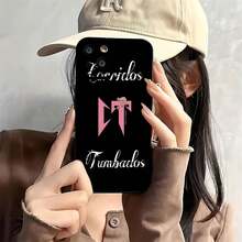 Logotipo de Corridos Tumbados con un perezoso. Esta elegante funda es compatible con los modelos  17, 16, 15, 14 Pro Max, 13, 12, 11, XR y XS Plus. Fabricada en silicona de vidrio, ofrece protección contra golpes y caídas, además de una sensación superior. Es un regalo ideal para familiares, amigos y seres queridos, y una opción perfecta para Año Nuevo. - Negro - Ver 1