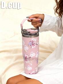 1pc 900ml Vintage Floral Pattern Double Wall Stainless Steel Insulated Tumbler, Flat Bottom Cup, Coffee Mug, Car Cup, Water Bottle, Outdoor Tumbler, Tea Cup, Vacuum Flask, With Drinking Spout And Straw Design, Suitable For Outdoor, Office, Home, School, Car, Gym, Travel, Birthday Gift, Holiday Gift, Mother's Day Gift, Father's Day Gift, Back To School, Valentine's Day Gift - Multicolor - View 11