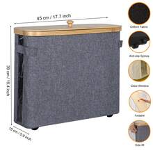 OrdoVault 1 件卫生纸收纳盒、纸巾盒、纸巾架、可折叠浴室配件、洗衣篮、600D 牛津布、竹框架和 4 个支撑杆、防滑底座，适用于家庭、卧室、浴室、卫生纸、卷纸、玩具收纳盒、万圣节、圣诞节、秋季浴室配件 - 彩色 - 查看 11