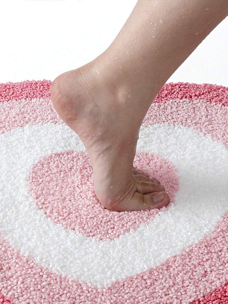 1 pieza Alfombra de baño, Alfombra de baño con forma de corazón esponjosa en rojo para el Día de San Valentín + Adecuada para baño, cocina, exterior, interior, pasillo, dormitorio, sala de estar, mesita de noche, lavable a máquina, fácil de limpiar, base antideslizante, esencial para dormitorio y baño, decoración navideña para el Día de San Valentín, alfombra de decoración de baño, accesorios de baño, conjunto de decoración de habitación - Multicolor - Añade 9