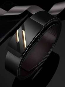 Men's Leather Belt Automatic Buckle, Business Casual Durable Waistband, Fashionable New Design, All Seasons Wear - Black - View 5