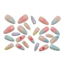 Haibei 3D Epoxy Three-Dimensional Carving Gradual Change Nail Art Small Fresh Dopamine Flower With Drill Ins Wear Nail - Z115 - 24 miếng/hộp [Gel dẻo + Miếng dán định hình] - Xem 2