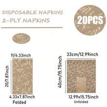 20张双层金箔黑花印花餐巾，13x15.75英寸 - 适用于婚礼、生日、花园派对装饰，也适用于复活节、感恩节、父亲节、母亲节和其他场合。 - 款式1 - 查看 2
