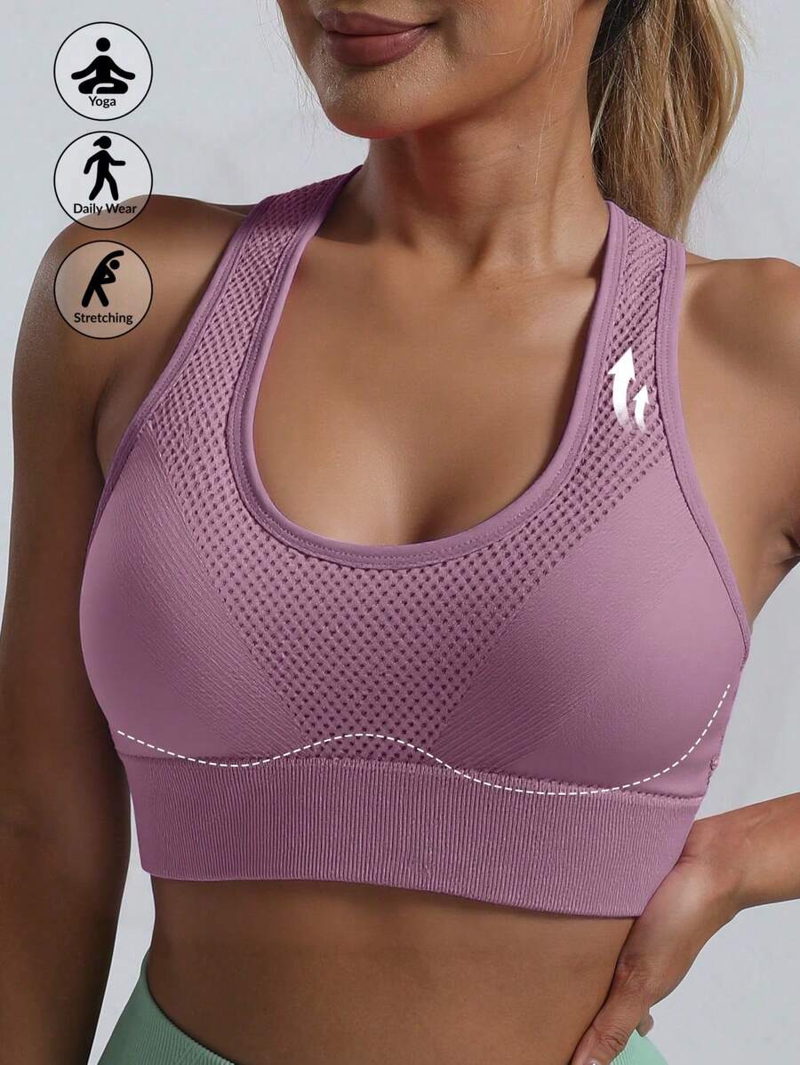 Áo ngực thể thao nữ, áo ngực kiểu racerback dành cho yoga, tập thể dục, chạy bộ, dáng croptop. - Màu Lilac Tím - Xem 1