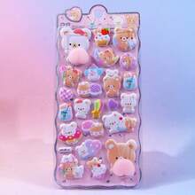 1pc 3D Cute Animal Sticker, Cartoon Decorative Sticker, Made Of Sponge And PVC Material, Squeeze For Stress Relief, Suitable For Sticker Books, Laptops, Refrigerators, And As Decoration For Cartoon DIY Phone Cases. This Sticker Is Suitable For Home Decor, As Well As Gifts For Birthday, Party, Valentine's Day And New Year, Reusable Waterproof Sticker