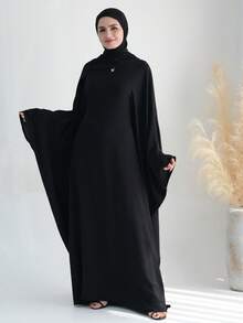 1pc Solid Color Soft & Breathable Muslim Islamic Loose Abaya (Without Headscarf), Comfortable For Women's Daily Wear And Prayer, Suitable For All Seasons - Nhiều màu - Xem 13