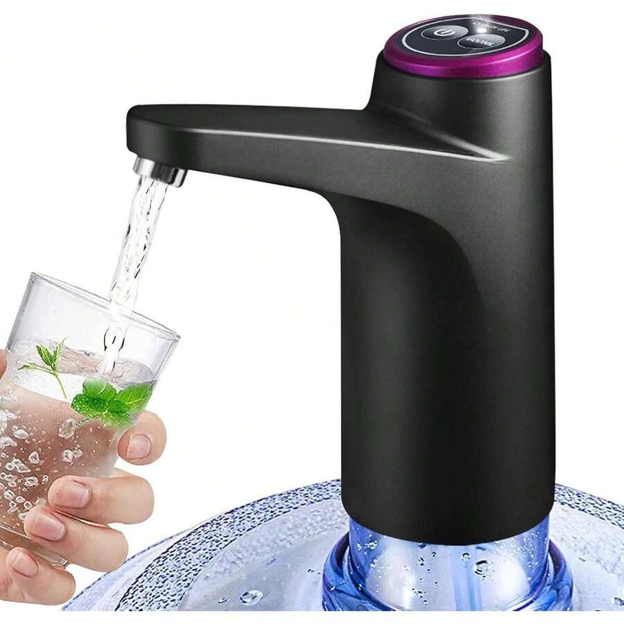 Water Dispenser For 5 Gallon Bottle, 600ml Quantitative Water Pump, Portable USB Charging Electric Bottle Pump,Multipurpose Dispenser For Home Camping For 2-5 Gallon Jugs - 黑色 - 查看 1