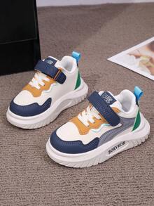 1双男女通用厚底运动鞋，耐穿防滑休闲幼儿学步鞋，时尚百搭儿童帆布鞋，适合所有季节 - 藍色 - 查看 1