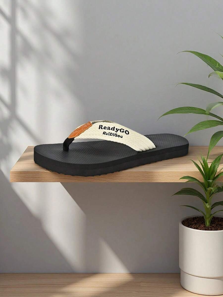 Plus Size Men's Flip Flops, Summer Men's Thong Sandals, High Quality Non-Slip Beach Slippers, Casual Indoor/Outdoor Men's Fashion Slippers - Beige - View 1