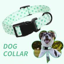 1pc Adjustable St. Patrick's Day Themed Lucky Pink & Green Clover Dog Collar, Quick Release Safety Buckle, Breathable, Fits Small/Medium/Large Dogs, Rust-Resistant Metal Ring, Ideal Small Dog Birthday Gift - Mint Green - View 1