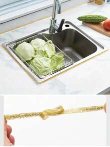 1 Roll 3 Meters Multi-Purpose Self-Adhesive Caulk Strip, Decorative Trim For Makeup Mirror/Glass Frame, Edging Strip, Available In Black/Colorful Gold/Silver/White, Waterproof & Mildew-Resistant Decorative Strip For Home & Kitchen - Multicolor Length 3 Meters - View 6