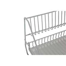 Égouttoir à vaisselle de cuisine à 2 niveaux de 50 cm, blanc, en fil métallique avec égouttoir amovible - Organisateur de plan de travail pour bols et tasses - Blanc - Voir 4