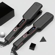 1个宽板直发器，PTC加热，LED灯，一键式直发夹，附赠1个手套和2个发夹 - 黑色 - 查看 2