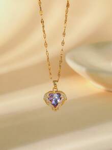 Dây chuyền hình trái tim đang thịnh hành, mặt dây chuyền pha lê nhiều màu sắc độc đáo dành cho nữ, phù hợp để đeo hàng ngày, dự tiệc và đi nghỉ mát. - Trái tim - Xem 6