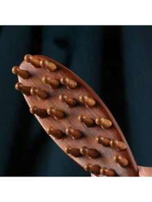 1pc Natural Sandalwood 22-Tooth Comb, Interlocking Handle Design, Suitable For Massaging Scalp, Hair, Face, Eyes, Arms And Neck; A Full-Body Scalp Acupressure Massage Tool For Home Use, Anti-Static, Wide Tooth Spacing - Brown - View 6