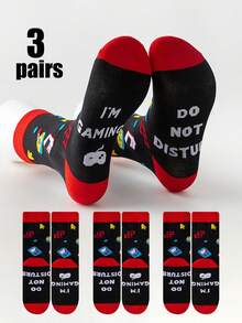 4 Pairs Racing Car Patterned Socks - Novelty Gift For Car Enthusiasts - Knitted Racing Car Design Fun Socks, Crazy Happy Mid-Calf Socks - Multicolor - View 17