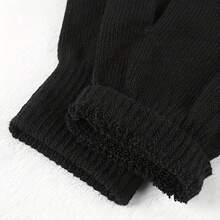 Black Half-Finger High Elastic Thin Student Writing Cold-Proof Fingerless Gloves - 黑色半指一雙 - 查看 4