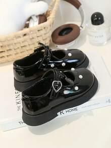 1 Đôi giày da nơ cho trẻ em, giày công chúa thời trang, giày biểu diễn mùa xuân/thu mới cho bé gái, giày đế mềm. - màu đen - Xem 4
