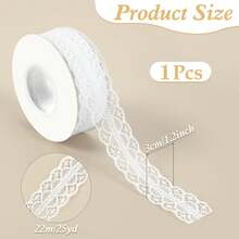 25 Yards Lace Ribbon 3cm Wide Sewing Lace Tape Sewing DIY Crafts Party Gift Wrapping Flower Design Wedding Valentine's Day Birthday Decorations - Beige - View 8
