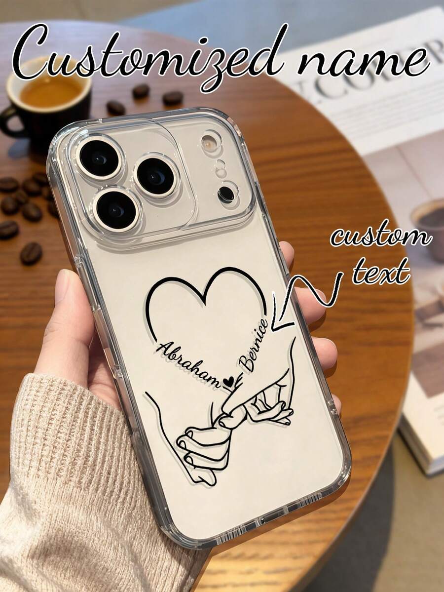 1 chiếc ốp lưng điện thoại trong suốt đơn giản in hình trái tim và dấu tay cá nhân, tương thích với iPhone 11/12/13/14/15/16/16pro/16plus/16promax/17/17air/17pro/17pro Max, thích hợp làm quà tặng ngày Valentine, ngày bạn bè hoặc quà tặng hàng ngày. - Trong sáng - Xem 1