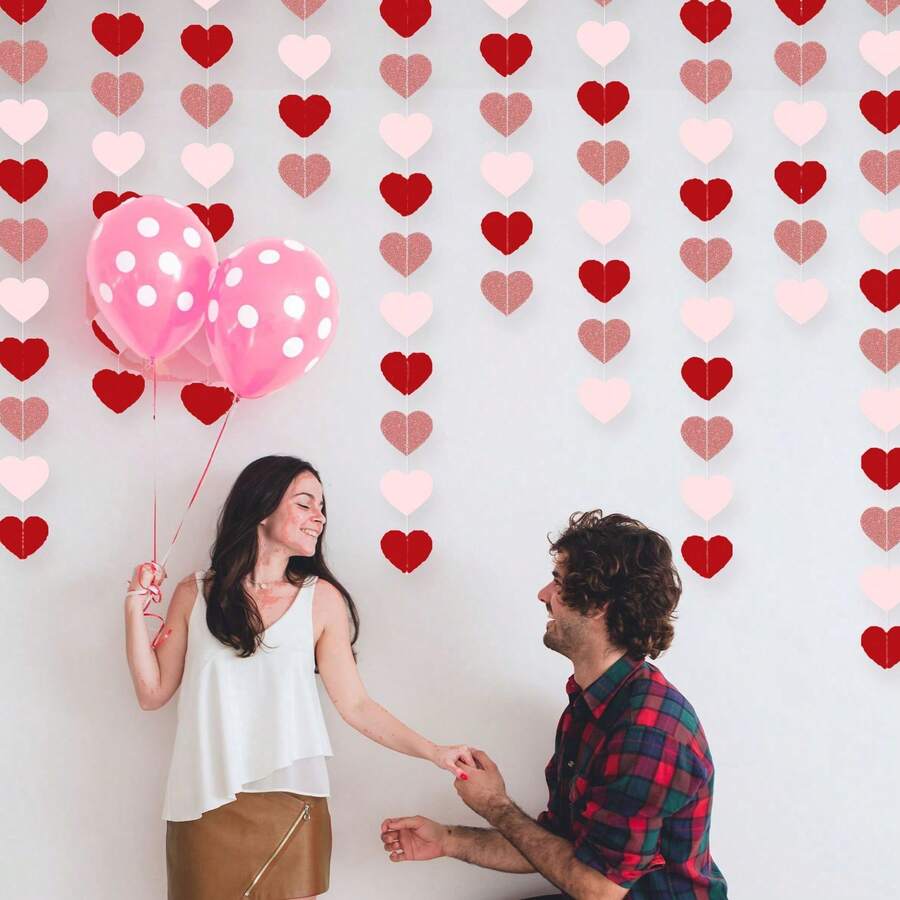 36 szt./zestaw różowo-złotych i różowych ozdób imprezowych – girlanda z papierowych serc, kwiatowy baner w kształcie wieńca, dekoracja urodzinowa dla kobiet, wieczór panieński, ślub, Walentynki, wieczór panieński, rocznica zaręczyn, drzwi wejściowe, na zewnątrz, na werandę, tło, do domu, na Boże Narodzenie, ozdoby wiszące na święta - Wielokolorowe - Zobacz 1