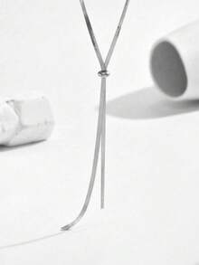 1pc Fashionable Stainless Steel Minimalist, Elegant, Luxury And Versatile Long Snake Chain Titanium Steel Necklace, Designed With Luxury And High-Quality Feel, Suitable For Women To Attend Parties, Romantic Holidays, Dates With Friends, Fashion Shows, Bars, Travels, Offices, Vacations, Galas, Beaches And Romantic Trips. - necklace - View 2
