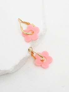 LADYCOCO 1 Đôi bông tai mặt dây chuyền hình cỏ năm lá bằng acrylic màu xanh dương dễ thương, thời trang, phù hợp cho nữ, tuyệt vời cho các buổi hẹn hò, tiệc tùng và làm quà tặng. - hồng - Xem 5