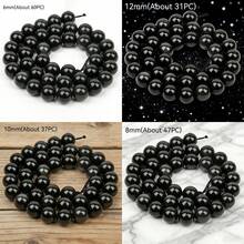 1 Strand 6mm/8mm/10mm/12mm Natural Black Obsidian Beads Gemstone Round Loose Beads Black Obsidian Beads Crystal Gemstone For Jewelry Making With Crystal Stretch Cord DIY Bracelet Necklace - Multicolor - View 8