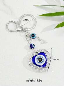 2-Sided Turkish Evil Eye Keychain - Butterfly / Elephant / Heart Pendant, Blue Beaded, Fashion Keyring Gift - Multicolor - View 8