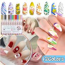 12支/套美甲涂鸦笔美甲马克笔，可绘制抽象线条和精细花卉图案，防水美甲工具 - 彩色 - 查看 2