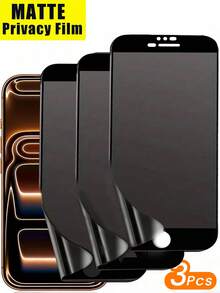 3片装磨砂隐私屏幕保护膜，兼容 17 Pro Max 6.9英寸，磨砂柔性PET材质，兼容 17 Pro Max/16 Pro Max/15 Pro/14/13/12/11 [非玻璃材质] - 防刮花、无气泡、防指纹，兼容手机壳，情人节礼物，屏幕保护必备品，适用于日常、办公、家庭使用。手机屏幕保护膜，手机配件，防窥防水防震防摔防刮花。 - 黑色 - 查看 32