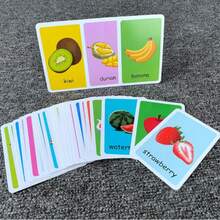 36 pièces/set Cartes éclairs d'apprentissage précoce de vocabulaire anglais pour bébés et tout-petits - Couleurs, Temps, Formes, Animaux, Fruits, Légumes, Parties du corps, Aliments Aide visuelle éducative - Multicolore - Voir 4