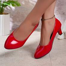 Women's Shoes, Women's High Heels, A Variety Of Beautiful Colors To Choose From, Low Heels And High Heels, Local Warehouse Delivery, Can Be Worn In All Seasons, Uniform Banquet Party Wear, Also Available For Plus Size Women - Đỏ - Xem 5