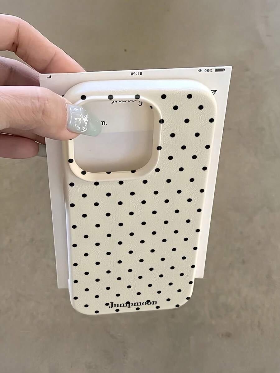 1pc White Polka Dot Minimalist TPU Shock-Proof Phone Case, Compatible With IPhone 17, 16, 15, 14, 13, 12, 11 Pro Max, Air And Series - Multicolor - View 1