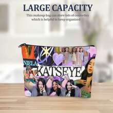 KPOP KATSEYE Makeup Bag - K-Pop Inspired Storage Bag With K-Pop Idol Photos, Women's Compact Travel Bag, Makeup, Travel, Daily Carrying, Makeup Bag, Kpop Theme Accessories, Durable Zipper Closure, Beauty Enthusiasts - 多色的 - 查看 10