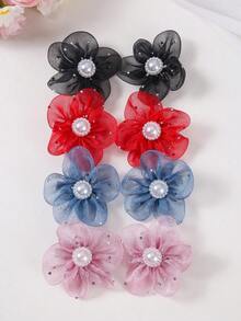 10 Stücke/Set Mädchen Mehrfarbige Perlen Mesh Blumen Haarspangen, Kleinkind Seitenpony Clips, einfache Pony Clips, süß & vielseitig, schonende Haarzubehör, geeignet für den täglichen Gebrauch und Schulanfang