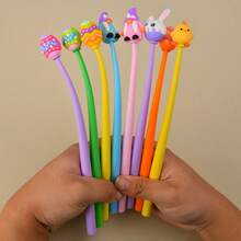 8支/24支装复活节卡通兔子摇摇乐圆珠笔，彩虹色创意装饰笔，成人派对用品/办公文具/节日装饰笔，课堂奖励学生黑色墨水笔 - 復活節搖搖筆 - 查看 6