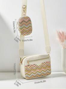 1pc Girls Mini Wave Pattern Embossed Letter Pouch, Phone Wallet Coin Purse - Weaving Color - View 2