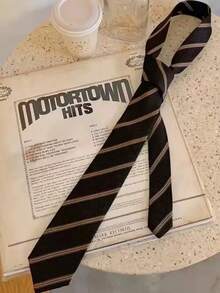 1条日式女童条纹领带，JK制服领带 - 咖啡棕 - 查看 1